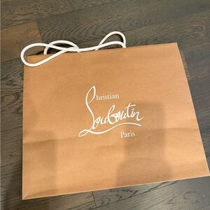 Christian Louboutin Tan Shopping Bag with White Handles